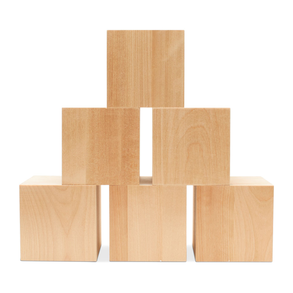 Wood Cubes 4 inch Unfinished, Small Blocks, Crafts & Décor