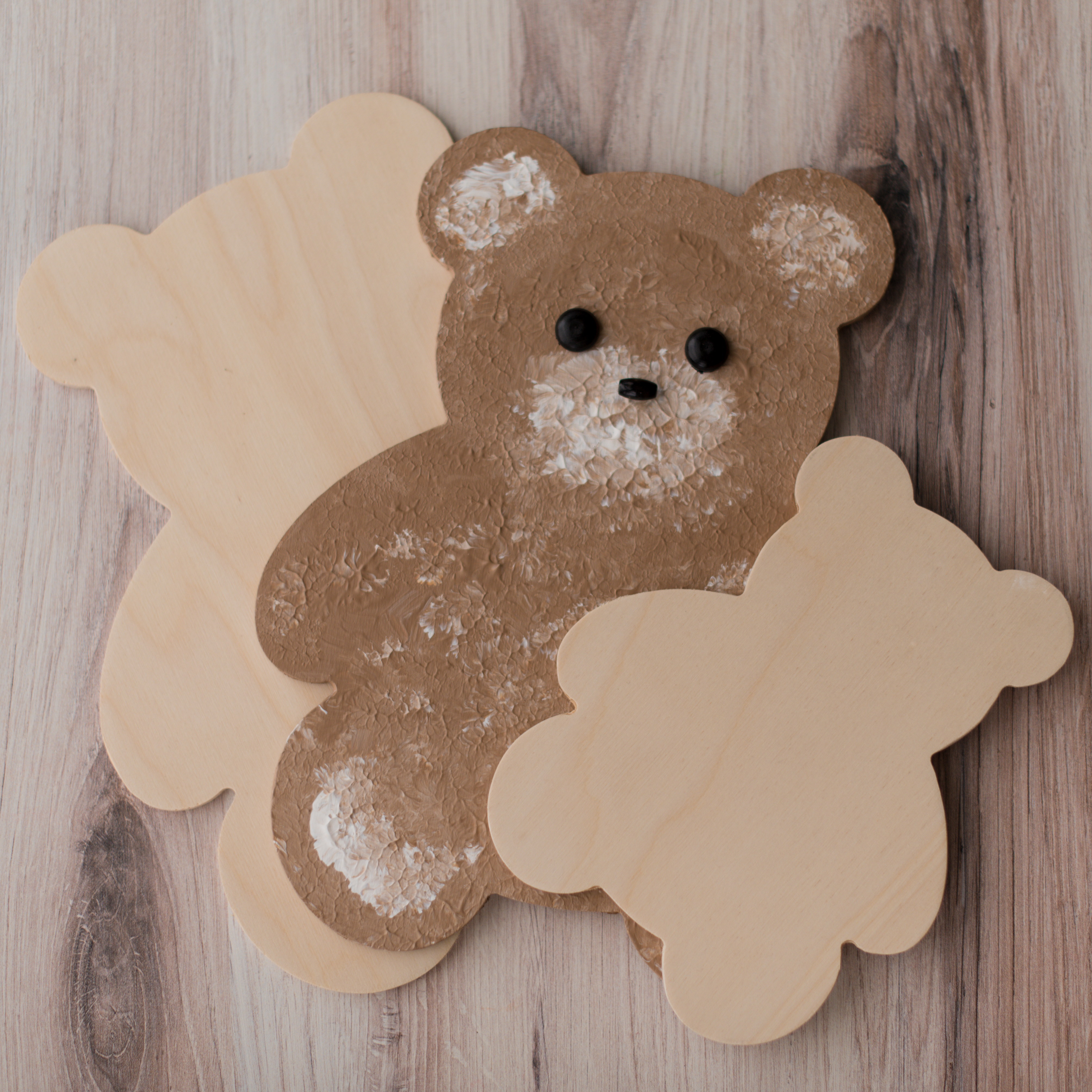 Teddy Bear Wood Cutouts 8”, Unfinished Wood Shapes for Crafts/Decor, Woodpeckers