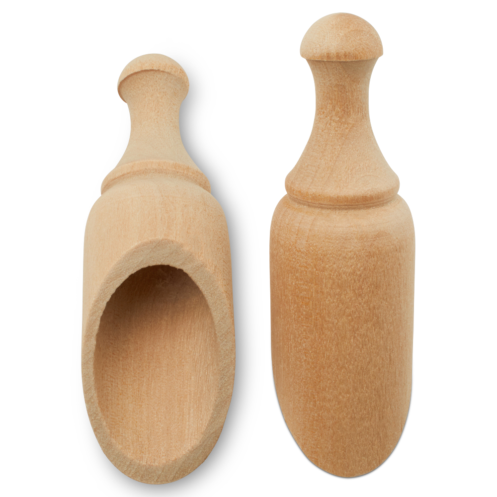 Mini Wooden Scoopers Assorted Sizes, Unfinished, for Bath Salts & Jars, Woodpeckers