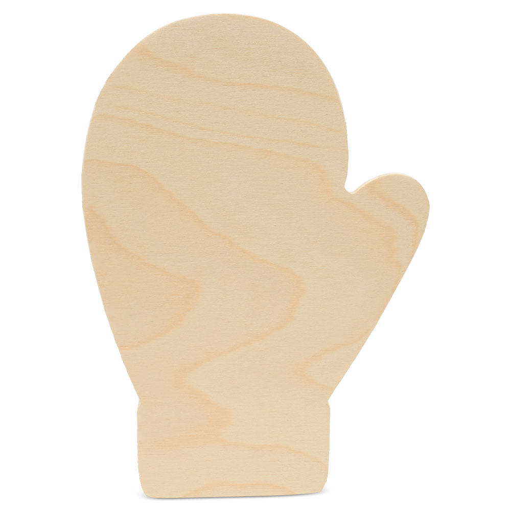 Mitten Wood Cutouts 8”, Unfinished Wooden Shapes for Crafts/Decor, Woodpeckers