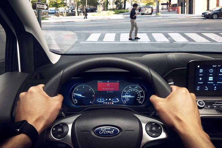 ford vehicle warning driver of collision with ford's pre-collision assist with automatic emergency braking