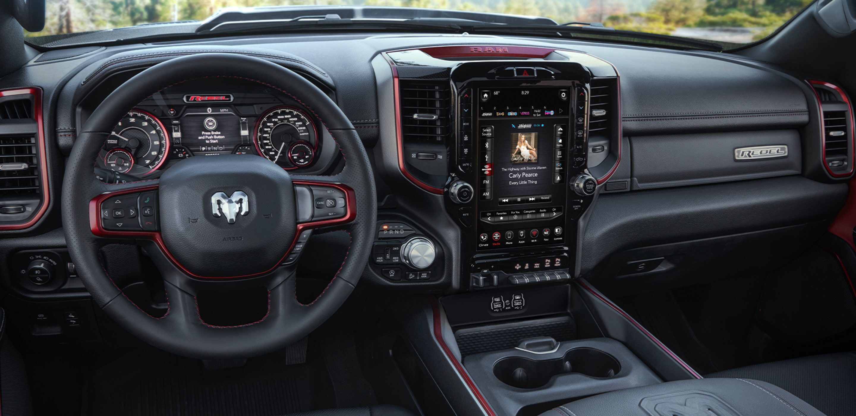 dashboard of a 2020 ram 1500 rebel