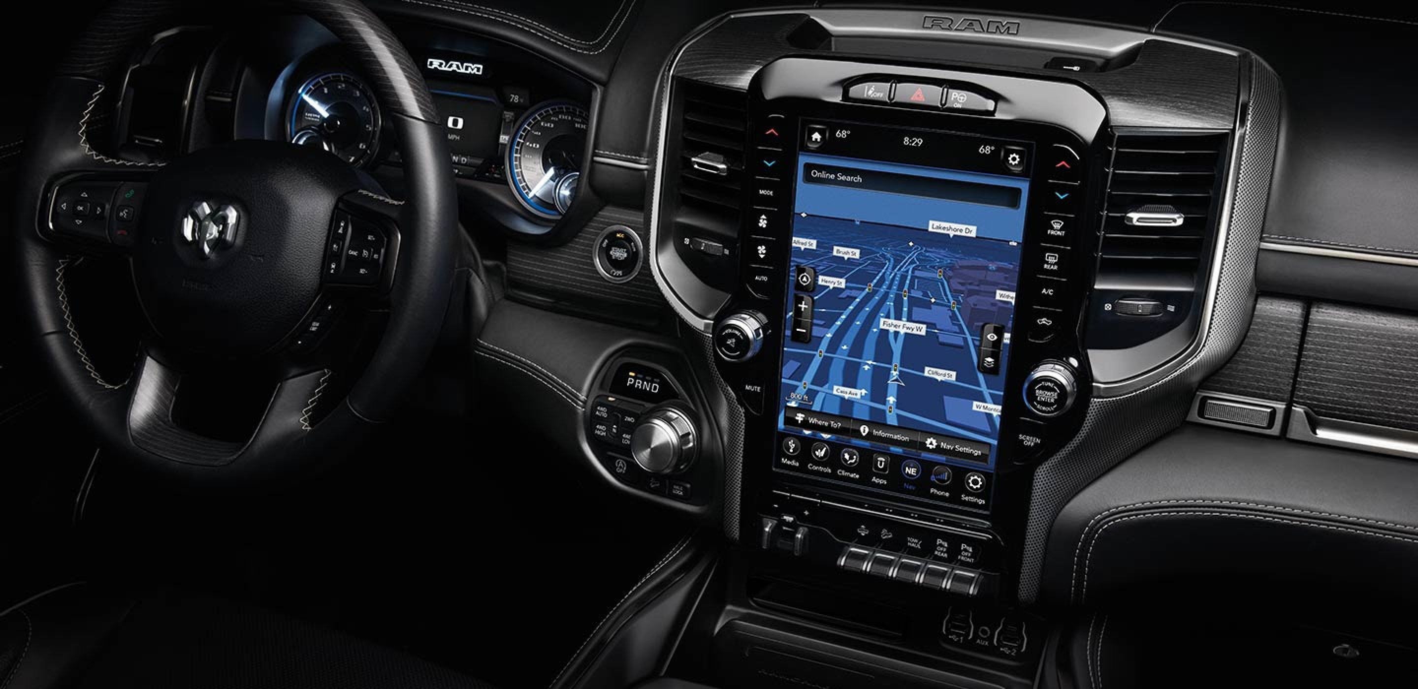 dashboard of a 2020 ram 1500