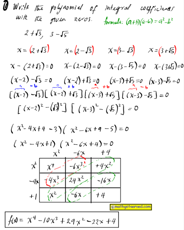 Write a polynomial of least degree with roots calculator picture