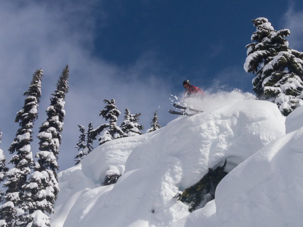 Skiing pillow lines in Whistler backcountry