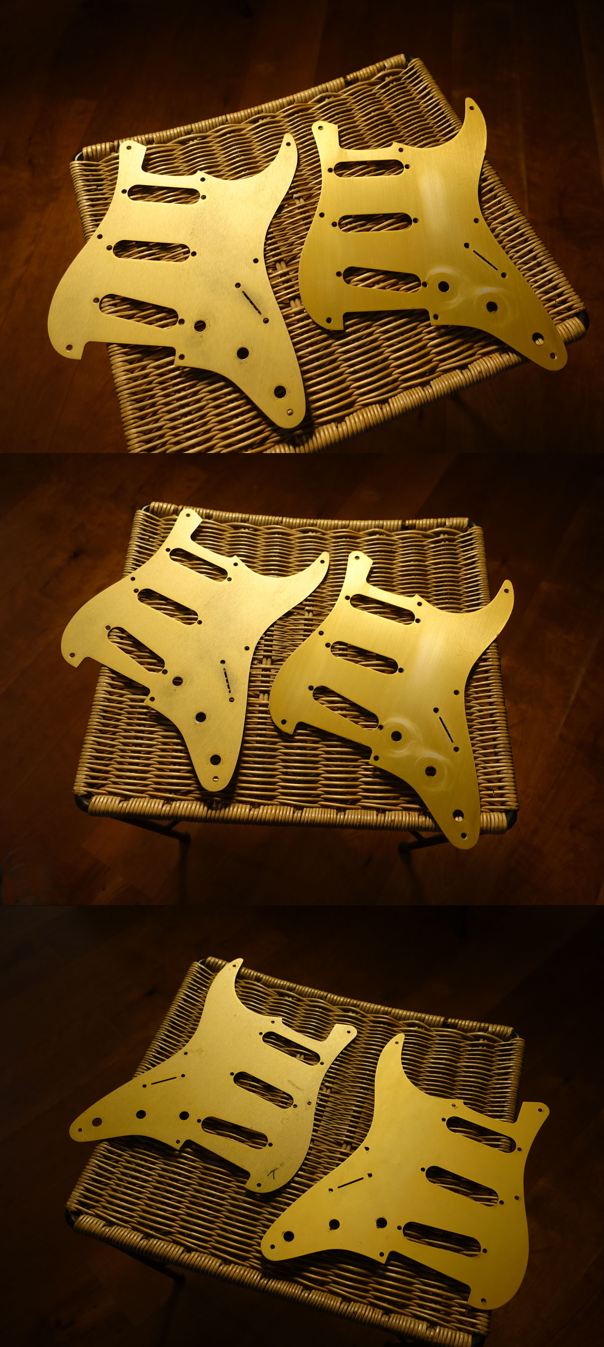 2 Fender Stratocaster Custom Shop Pickguards anodized gold, Komplettpreis