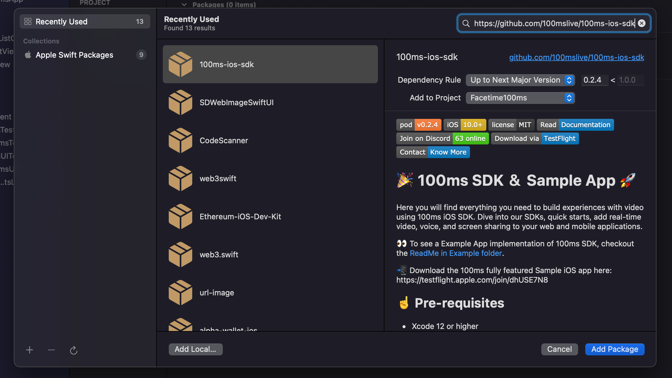 Adding packages to Xcode - 2