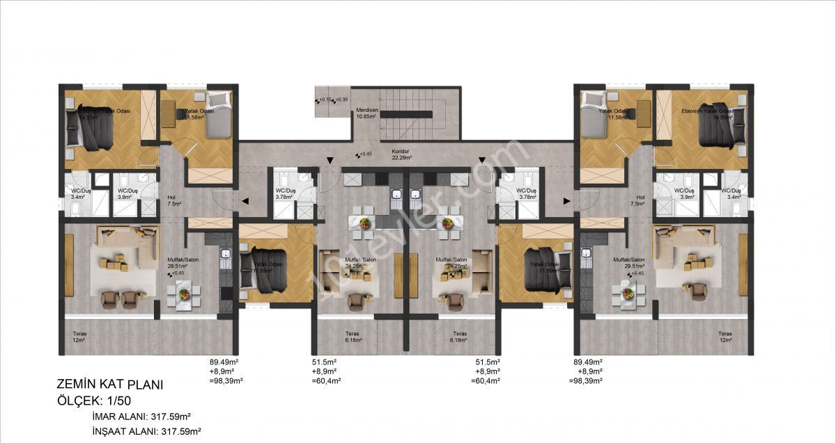 Sınırlı Sayıda Daire 24,900 stg'den Başlayan Fiyatlarla 1+1, 2+1 ve 1+1 Penthouse, 3+1 Penthouse