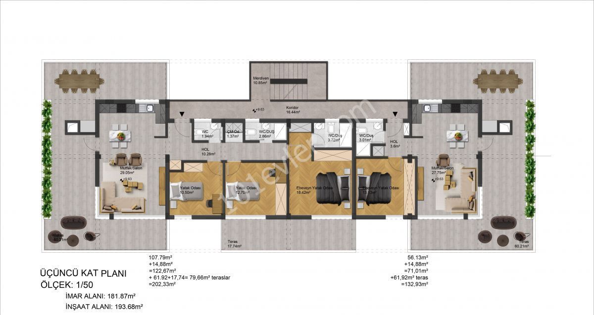 Sınırlı Sayıda Daire 24,900 stg'den Başlayan Fiyatlarla 1+1, 2+1 ve 1+1 Penthouse, 3+1 Penthouse