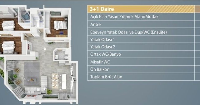 Dereboyu ve TC Elçiliğine yakın eşyalı 3+1 şık daire