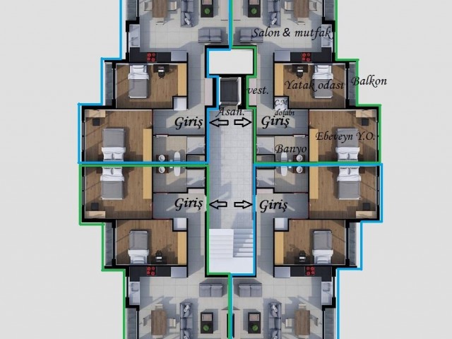 LIEFERUNG AM 20. MÄRZ ! WOHNUNGEN ZUM VERKAUF IN KYRENIA TÜRK MAHALLESI N ZU PREISEN AB 78,000 GBP 2+1 ** 