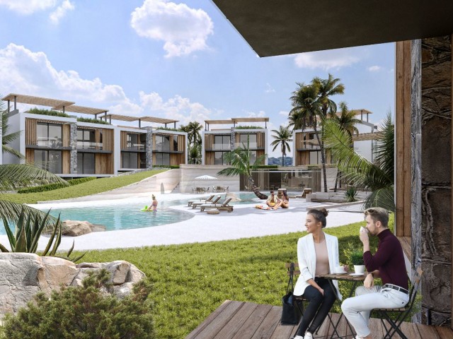 GIRNE BAHÇELİ 1+1 LUXURIÖSE WOHNUNG MIT POOL, DACHTERRASSE, GELIEFERT IM MÄRZ 2024