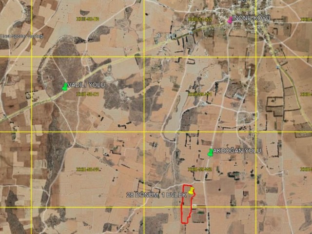 28 ACRES AND 1 ACRE OF AGRICULTURAL LAND, SUITABLE FOR IRRIGATED AND DRY AGRICULTURE, ON THE AKDOGAN ROAD EXTENDING SOUTH OF THE VILLAGE IN INONU