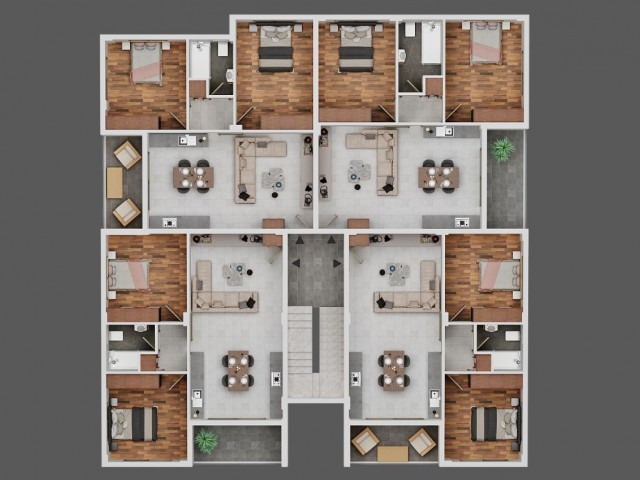 Квартира 2+1 с пентхаусом 3+1 и собственной ванной комнатой в Никосии Кючуккаймаклы, сдача в ноябре 2024 года. Opportunity Flats