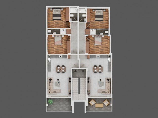 Квартира 2+1 с пентхаусом 3+1 и собственной ванной комнатой в Никосии Кючуккаймаклы, сдача в ноябре 2024 года. Opportunity Flats