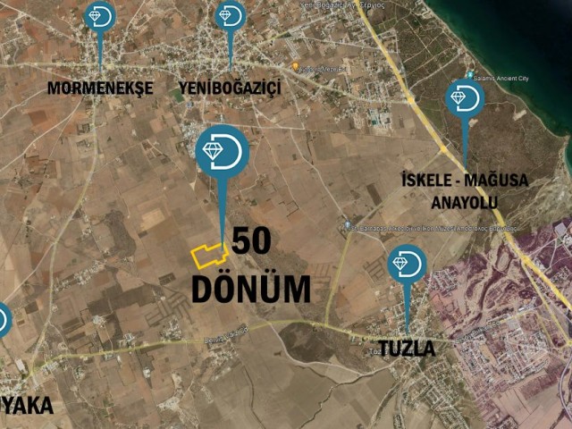 50 Hektar Land zu verkaufen in Famagusta, Region Tuzla-Mutluyaka