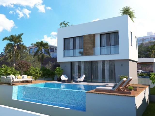 4+1 TÜRKISCHE VILLA MIT PRIVATEM POOL, TERRASSE, MEERESBLICK MIT BODRUM in ÇATALKÖY!