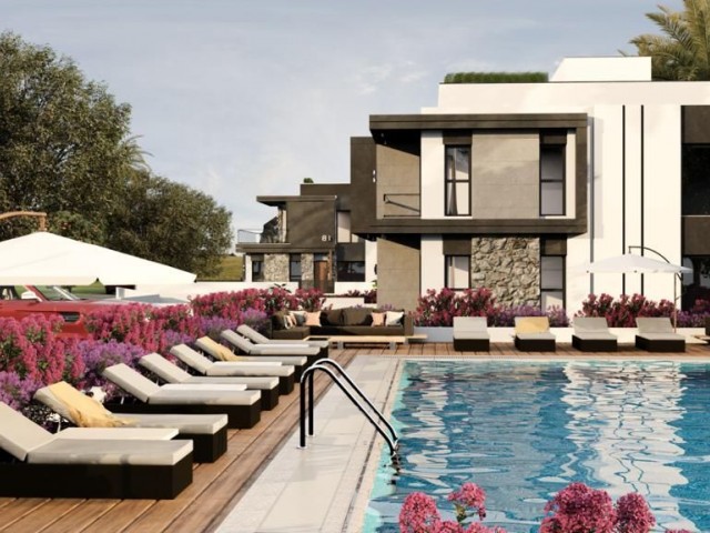 آپارتمان 3+1 برای فروش با منظره دریا، استخر مشترک و تراس روی پشت بام در لپتا، آرام‌ترین منطقه گیرنه