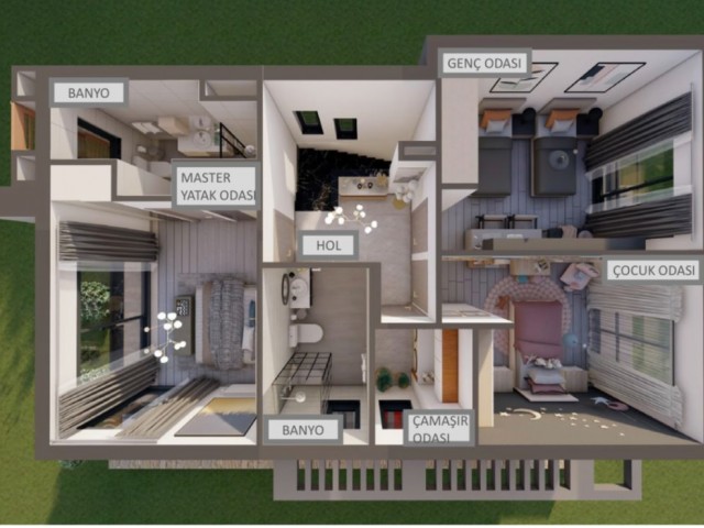 Lefkoşa'da Gönyeli Boğazı'nda Modern Tasarım ve Geniş Odalı 3+1 Villalar