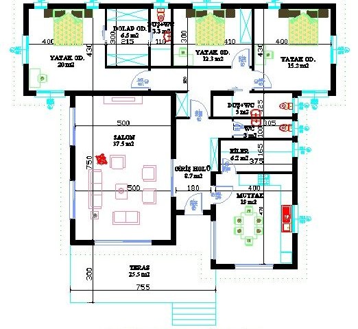 180 m2 3+1 einstöckiges Einfamilienhaus in einem vollen Grundstück in Nikosia Kanliköy 145.000 STG ** 