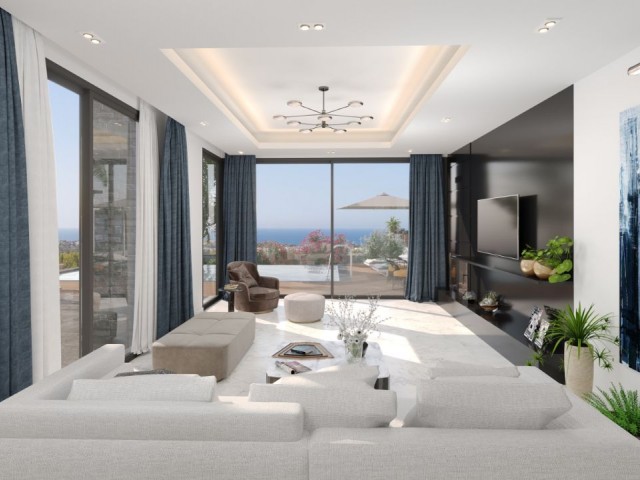 Zeytinlikte Dağ ve Deniz Manzaralı 4+1 310 m² Havuzlu Lüks Villalar