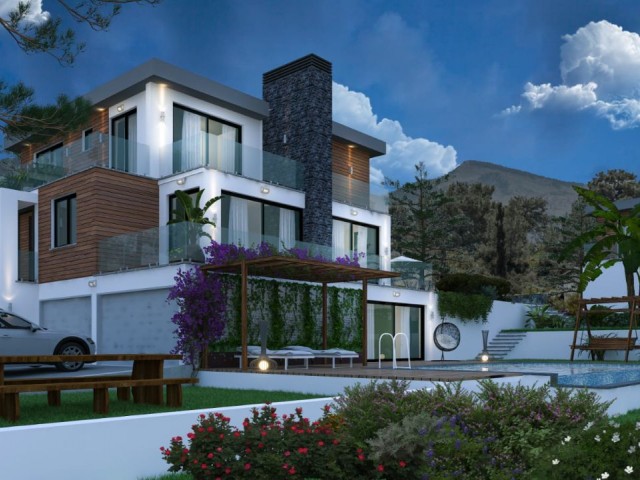 Luxus 4+1 350 m² Triplex Villen mit Pool in Catalkoy, Kyrenia