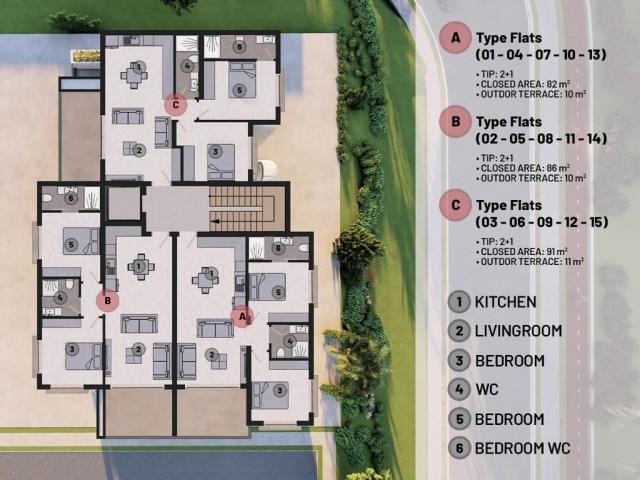 Lefkoşa Kumsal'da Yeni Yaşam Şekliniz Başlıyor... 2+1 , 90 m² ,10m2 Teras Seçenekleri ile 95,000stg den başlayan fiyatlarla