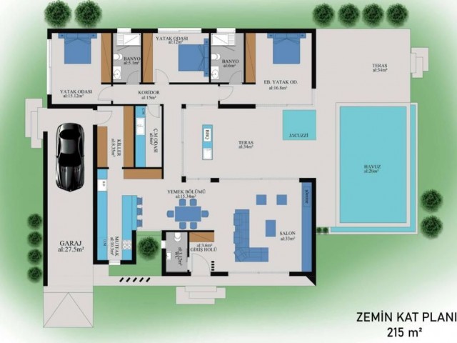 Located in the Bosphorus Region in Iskele, 170m2 Single Floor Fully Detached 3 + 1 Villas are waiting for you with prices starting from 288,000stg