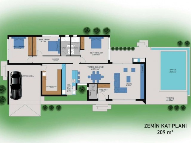 Located in the Bosphorus Region in Iskele, 170m2 Single Floor Fully Detached 3 + 1 Villas are waiting for you with prices starting from 288,000stg