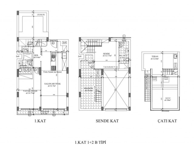 İskele'de Studyo,Studyo-Loft, Standart 2+1 Satılık Daireler 280,500stg 