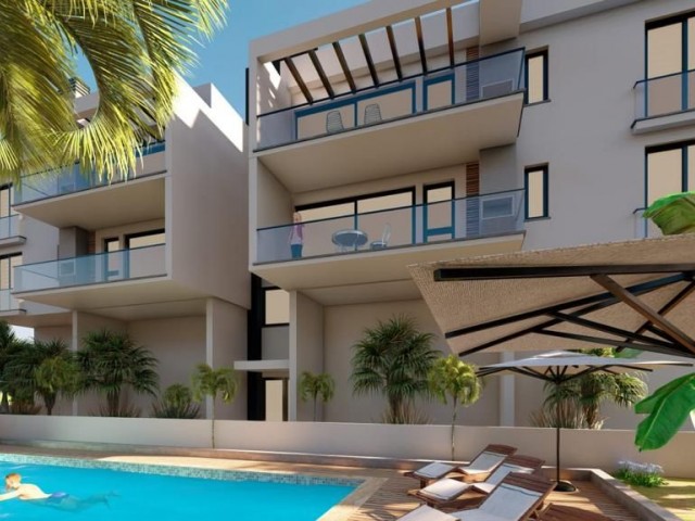 2+1 96 m2 Apartments for Sale with Sea View and Shared Pool in Alsancak, Kyrenia.