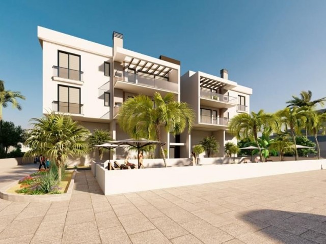 2+1 96 m2 Apartments for Sale with Sea View and Shared Pool in Alsancak, Kyrenia.