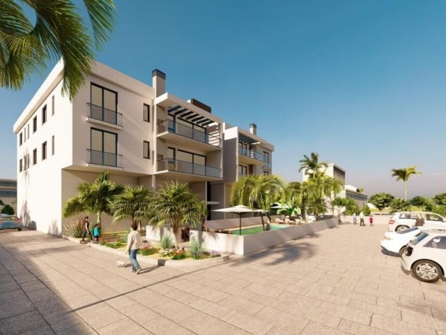 2+1 96 m2 Apartments for Sale with Sea View and Shared Pool in Alsancak, Kyrenia.