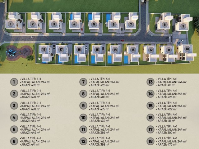 İskele Ötüken’de Özel Havuzlu, Bahçeli 470 m2 Arsa Büyüklüğü, 4+1  244 m2 Satılık Lüks Villalar