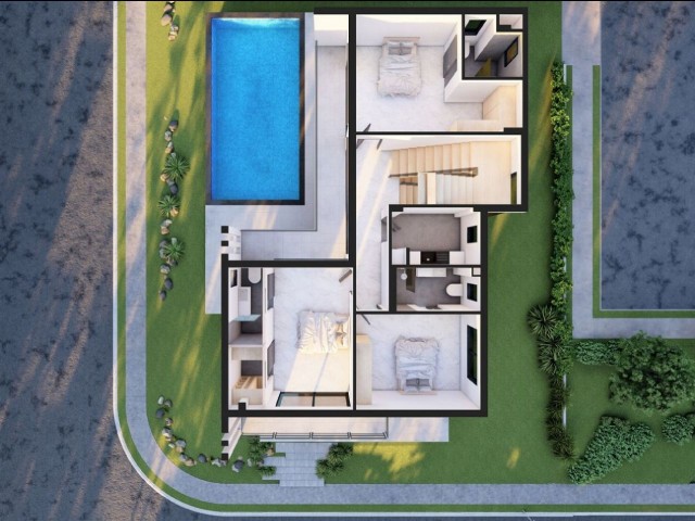 244 m2 4+1 Luxury Villas with Pool for Sale in İskele Ötüken