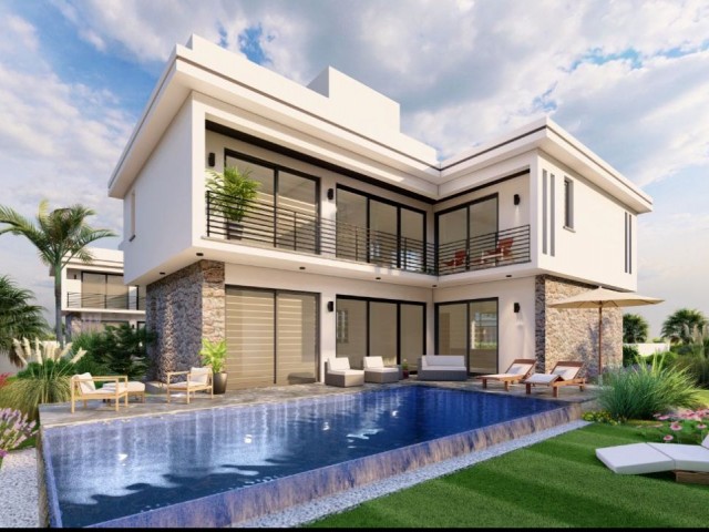 244 m2 4+1 Luxusvillen mit Pool zum Verkauf in İskele Ötüken