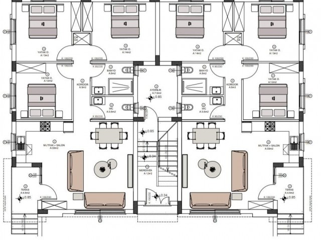 2+1, 80 m2, 25 m2 Terrasse und 3+1, 100 m2, 25 m2 Gartenwohnungen zum Verkauf in der Region Nikosia Gönyeli, Preise ab 95.000 stg