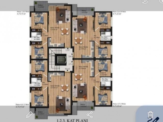 Girne Zeytinlik’te  2+1, 75 m2 Taşınmaya Hazır Satılık Apartman Dairesi 