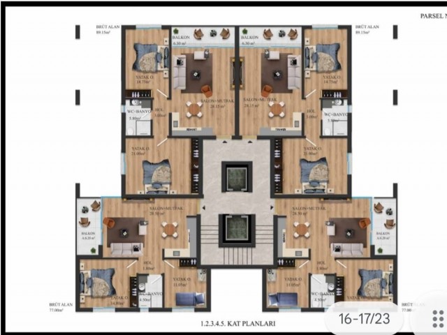 2+1، 77 متر مربع آپارتمان با دید دریا برای فروش در مرکز گیرنه