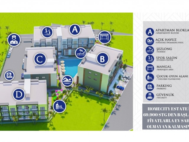 Brand new 1+1 flat delivered after 15 months in a secure site with pool in Famagusta Çanakkale region ❕ Call us before you miss the latest opportunities with 35% down payment and interest-free easy payment plan until delivery❕