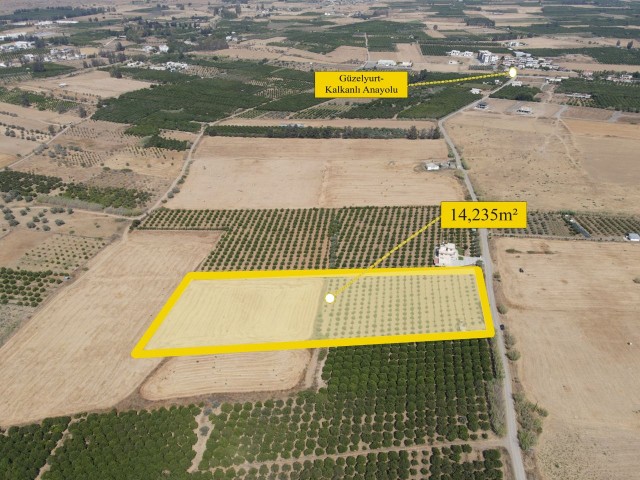 The Value of Güzelyurt is in the Fastest Rising Area, 2 minutes from the Center. AN INVESTMENT OPPORTUNITY OF 14,179 m2 at A distance of! ** 