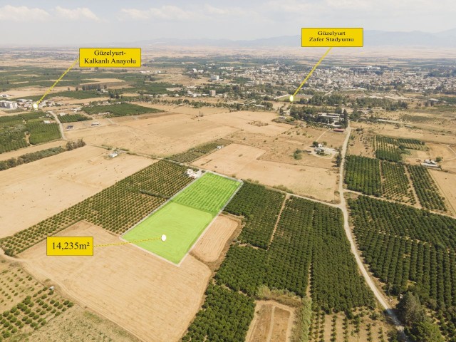 The Value of Güzelyurt is in the Fastest Rising Area, 2 minutes from the Center. AN INVESTMENT OPPORTUNITY OF 14,179 m2 at A distance of! ** 