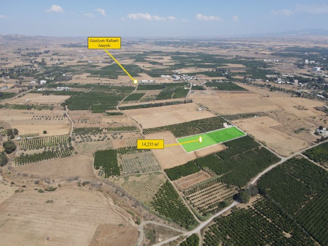 The Value of Güzelyurt is in the Fastest Rising Area, 2 minutes from the Center. AN INVESTMENT OPPORTUNITY OF 14,179 m2 at A distance of! ** 