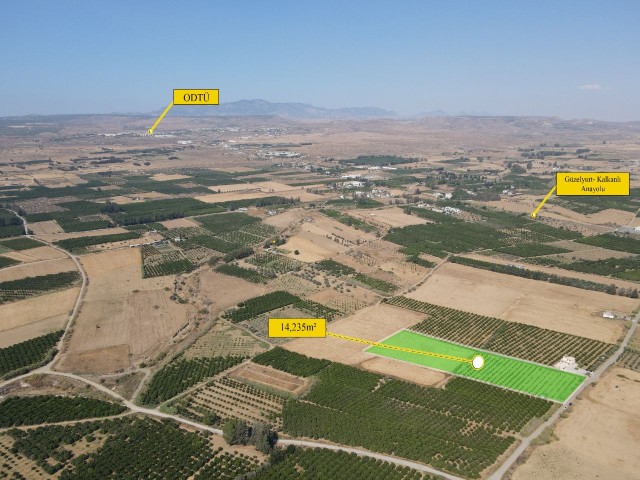 The Value of Güzelyurt is in the Fastest Rising Area, 2 minutes from the Center. AN INVESTMENT OPPORTUNITY OF 14,179 m2 at A distance of! ** 