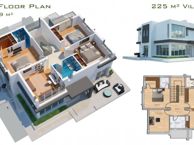 Yeni Boğaziçi'nde satılık 4+1 villa 19 ay sonra teslim toplam 595 m2 garajlı