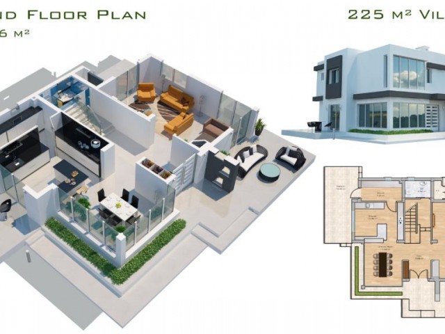 Yeni Boğaziçi'nde satılık 4+1 villa 19 ay sonra teslim toplam 595 m2 garajlı