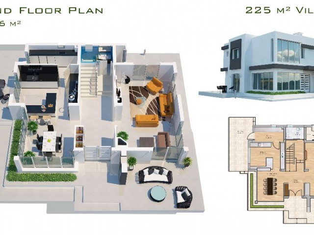 Yeni Boğaziçi'nde satılık 4+1 villa 19 ay sonra teslim toplam 595 m2 garajlı