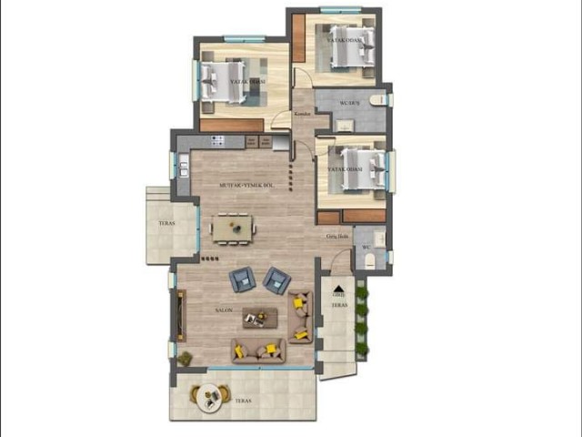 Mağusa Mutluyaka bölgesinde 3+1 tek katlı villa   * Doğanın sessizliğini ve ulaşım kolaylığı sağlayan 3+1 müstakil villa 182,500£