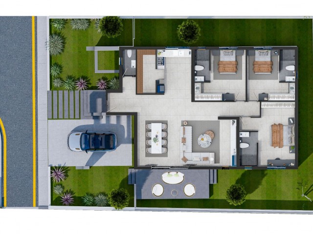 2 BEDROOM TWIN DETACHED VILLA WITH HANDS-FREE INSTALLMENT PAYMENT IN MAGUSA YENİBOGAZİ ** 