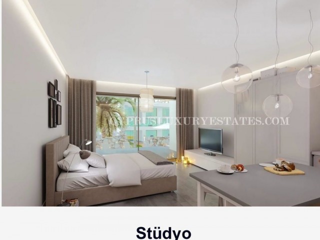 KIBRIS KUCUKERENKOY'DE  LUXURYOASİS  1+0 STUDIO DAİRE ORTAK HAVUZLU